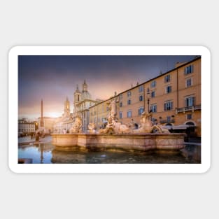 Piazza Navona at sunset in Rome, Italy. Sticker